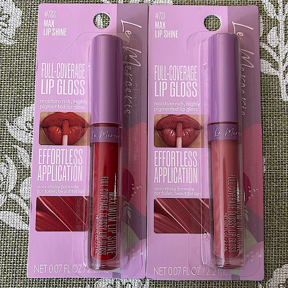 (2) Le Mercerie Full Coverage Lip Gloss. #722 & #721 NIP